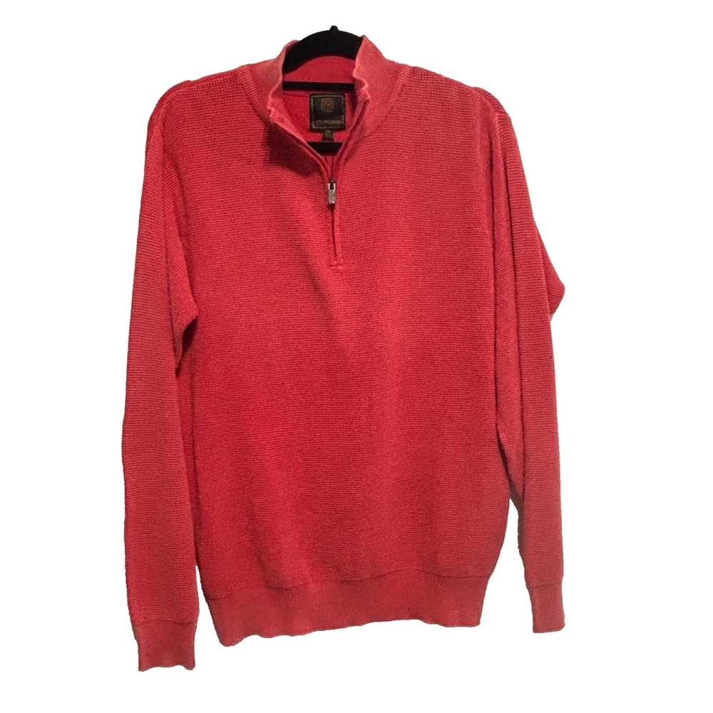 F/X Fusion Sweater Men's Sz M Apricot 1/4" Zip Waffle Knit